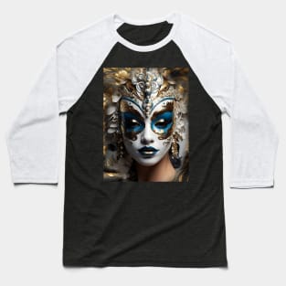 Incognito woman in white gold Venetian opera mask Baseball T-Shirt